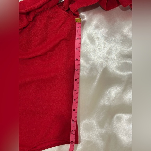 Misa Los Angeles Corcica Ruffle Bodysuit Off Shoulder Red XS Coquette Girly - Picture 8 of 11